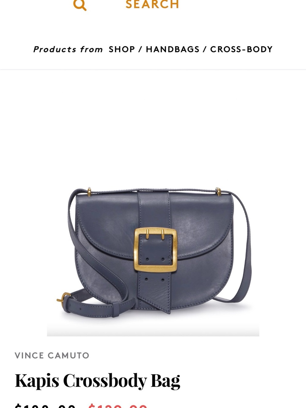 Vince Camuto Rare Navy Leather Crossbody Purse NWOT